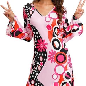 Women’s Halloween Floral 1960’s 1970’s Hippie Costume Dress Size Small